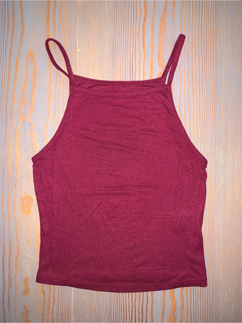 Juniors Mudd Burgundy Ribbed Spaghetti-Strap Camisole
